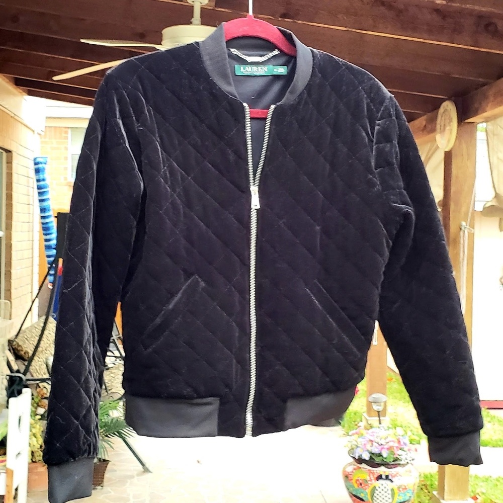 Ralph /lauren -  velvet quilted bomber jacket